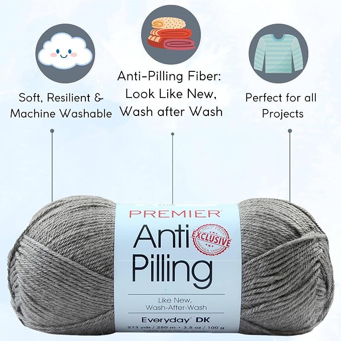 Premier Yarns Anti-Pilling Everyday DK Dove 1107-27 | 3 Skeins, Same Dye Lot, Project Bag, #3 DK, 100% Anti-Pilling-Acrylic, Ideal for Crochet or Knitting Baby Blankets, Toys - Image 2