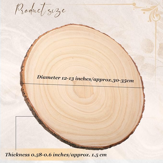 Tioncy 20 Pcs Natural Large Wood Slices for Centerpieces,12-13 Inch | Round Unfinished Wooden Slabs for Wedding, Wood Circles, Rustic Table Decor, DIY Crafts and Centerpiece Displays - Image 2