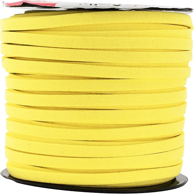Mandala Crafts 5mm Yellow Faux Suede Vegan Leather, Jewelry Making | 50 Yards Durable Flat Leather Strings, Laces & Strips for Bracelets, Necklaces, Braiding, Dream Catchers Supplies & Chokers by MandalaCrafts