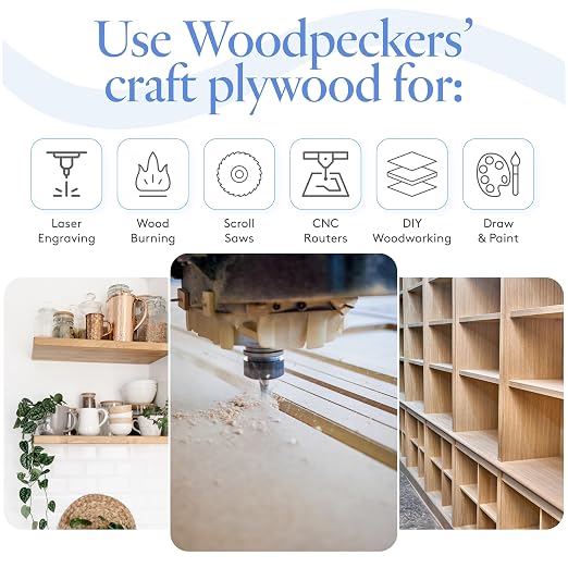 Baltic Birch Plywood - 24 x 36 x 1/2 Inch, 12 mm, Pack of 2, B/BB Grade, Stronger Than Basswood or Balsa, Perfect for Laser, CNC Cutting, Wood Shelves by Woodpeckers - Image 5