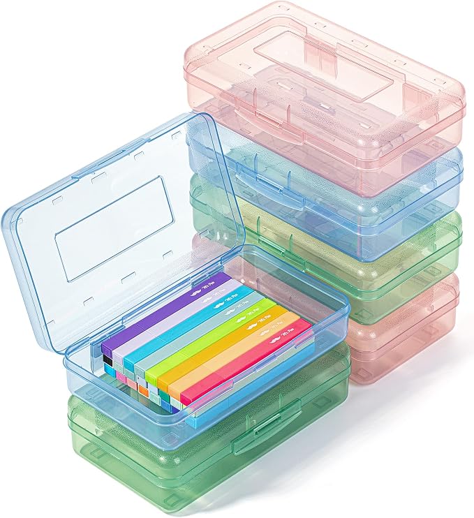 Mr. Pen- Plastic Pencil Case Box, 6 Pack | Large Crayon Marker Pen Organizer Bulk, Plastic Bead Organizing Container with Snap-Tight Lids, Clear Craft Storage Boxes by MrPen