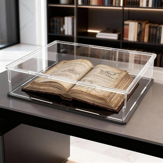 Book Display Case Clear Book Protector Case, Acrylic Display Cover Case for Books, Stamps, Coins, Cards, Photos, Album, Jewellery and Collectibles 13 (L) × 10 (W) × 3 (H) inch