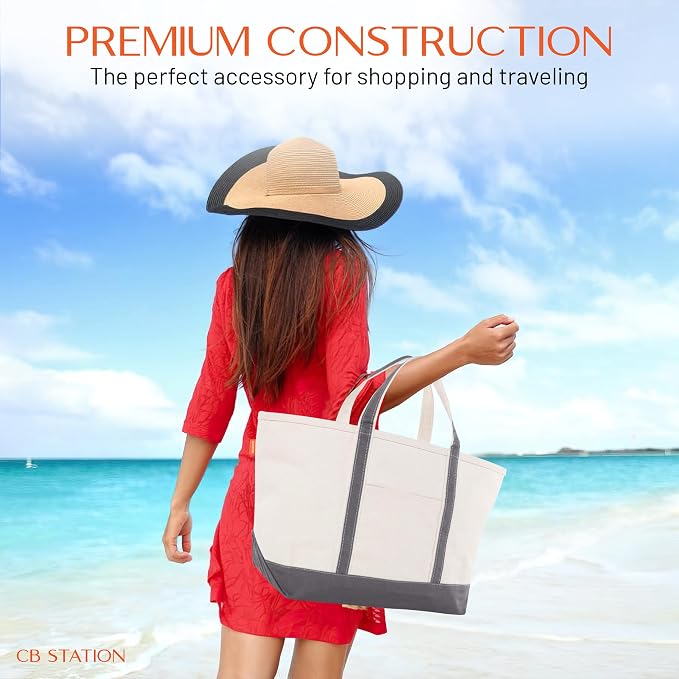 CB STATION Large Classic Tote - Canvas Tote Bag for Women - Multi-Colored Design, Perfect for Travel and Shopping - Image 8