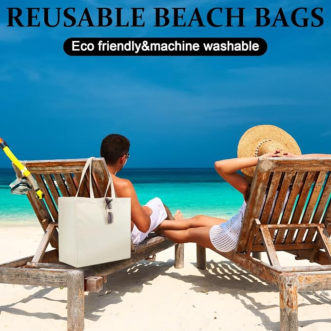 Reginary 24 Pack Canvas Grocery Bag Large Shopping Tote Bag,Natural - Image 7
