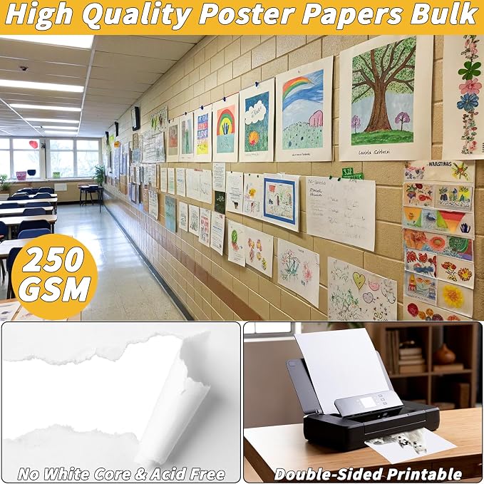 100 Pcs 14 x 18 In Poster Board White Poster Board Paper Bulk 250 GSM Thickness Vision Boards Smart PosterBoard for Drawing School Arts Craft Projects Presentations Scrapbooking Blank Graphic Display - Image 4