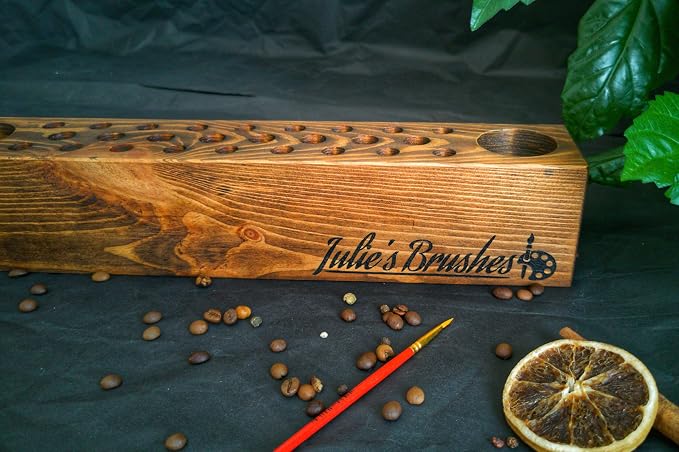 Personalized Paint Brush Holder, Handmade Wooden Artist Tool Organizer, Custom Engraved Desk Caddy for Painters, Art Studio Storage Stand, Unique Gift for Artists, Artist Gift - Image 4