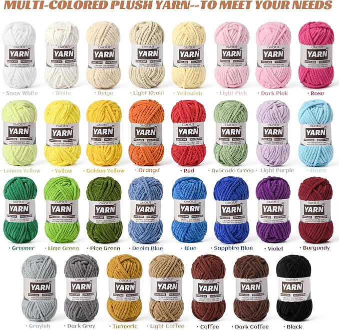 Fluffy Chunky Chenille Crochet Yarn, Baby Yarn for Crocheting Soft Blanket, Bulky Velvet Yarn(100g/54.8yds), Plush Amigurumi Yarn for Knitting Crafts, Scarves, Puzzle(White) - Image 8