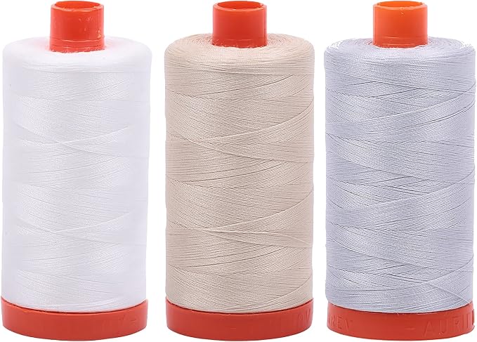 Bundle of Aurifil 50wt Egyptian Cotton Thread, Large 1422 yard Spools, with and without Aurifil Empty Thread Case 12 Spool Capacity (3 Spool Bundles, 2021 2310 2600) by Aurifil