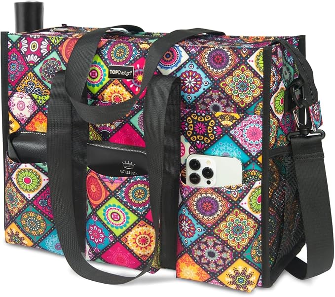 TOPDesign Utility Water Resistant Tote Bag with 22 Pockets, Top Zipper Closure & Thick Bottom Support, for Working Women - Image 2