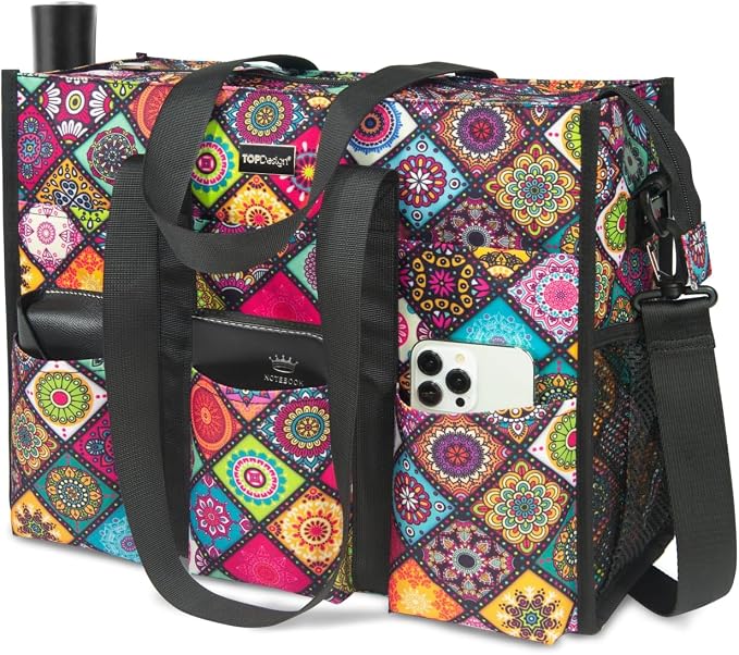 TOPDesign Utility Water Resistant Tote Bag with 22 Pockets, Top Zipper Closure & Thick Bottom Support, for Working Women - Image 2