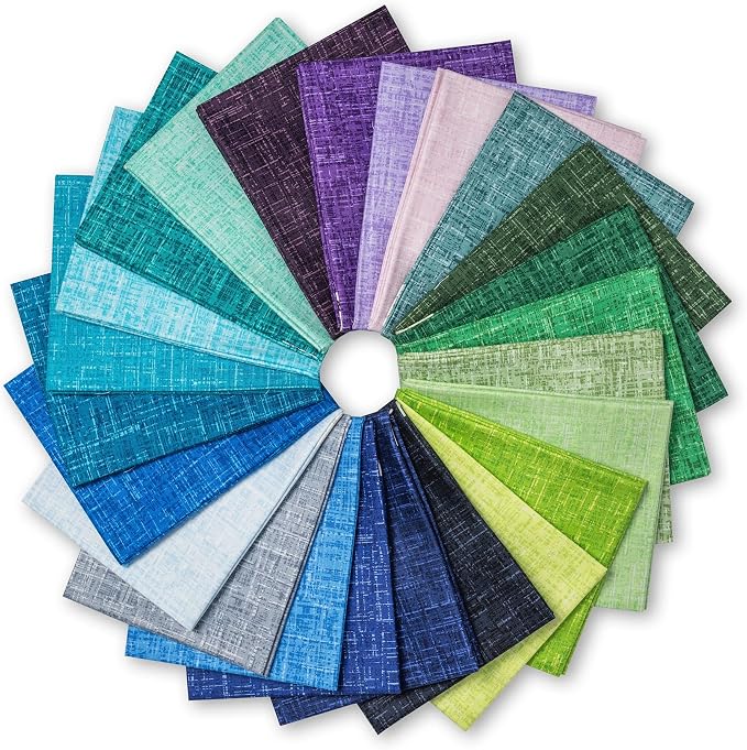 100% Cotton Fat Quarters Fabric Bundles for Sewing | 24 pieces of 18x22 inch assorted precut cotton fat quarters in the Faux Tweed Tonals collection by ConnectingThreads