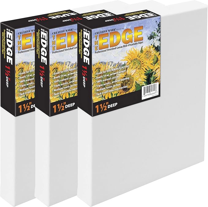 Creative Mark The Edge Deluxe Cotton 1-1/2" Deep Stretched Canvas for Painting, 14x18 Pack of 3, 14oz. Primed Weight, Universal Archival Priming, Medium Tooth, Hand-Stretched Canvas for Painters - Image 7