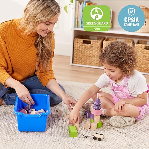 ECR4Kids Scoop Front Storage Bins, Multipurpose Organization, Blue, 10-Piece - Image 6