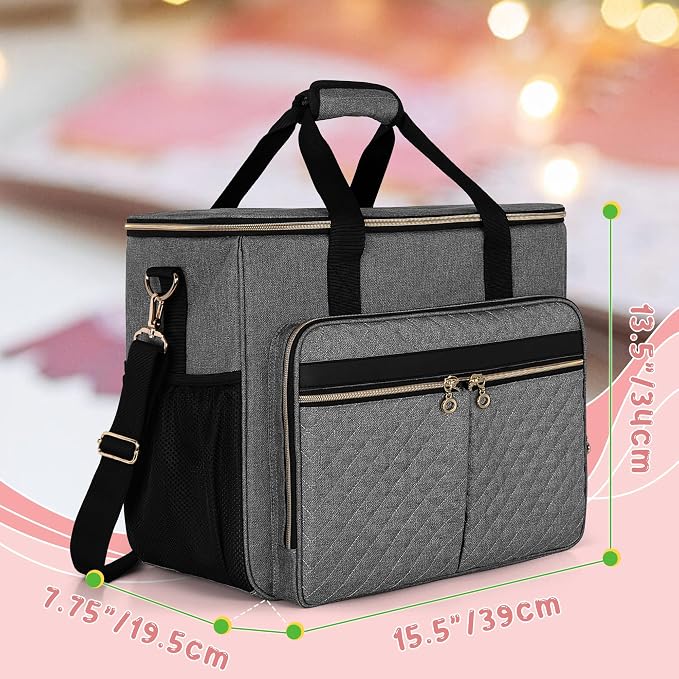 LUXJA Large Craft Bag with Multiple Pockets, Gray | Craft Tote Fits 12 x 12 Inch Scrapbook Album and 15.6" Laptop, Scrapbook Tote Bag with Shoulder Strap and Trolley Sleeve - Image 5