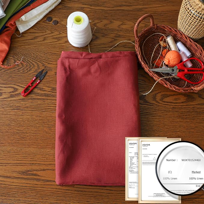 Simple&Opulence 100% Nature Pure Linen Fabric 78 Inch by The Yard, Plain Solid Color Linen Fabric for Sewing, Embroidery, Clothing, Needlework, Bag, Tablecloths, Garments Craft Accessories(Red) - Image 3