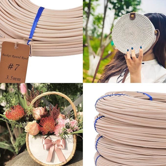 Basket Round Reed #4 2.5mm 1-Pound Coil Basket Weaving Cane for Chair Making and Wicker Weaving DIY Furniture Making Supplies - Image 5