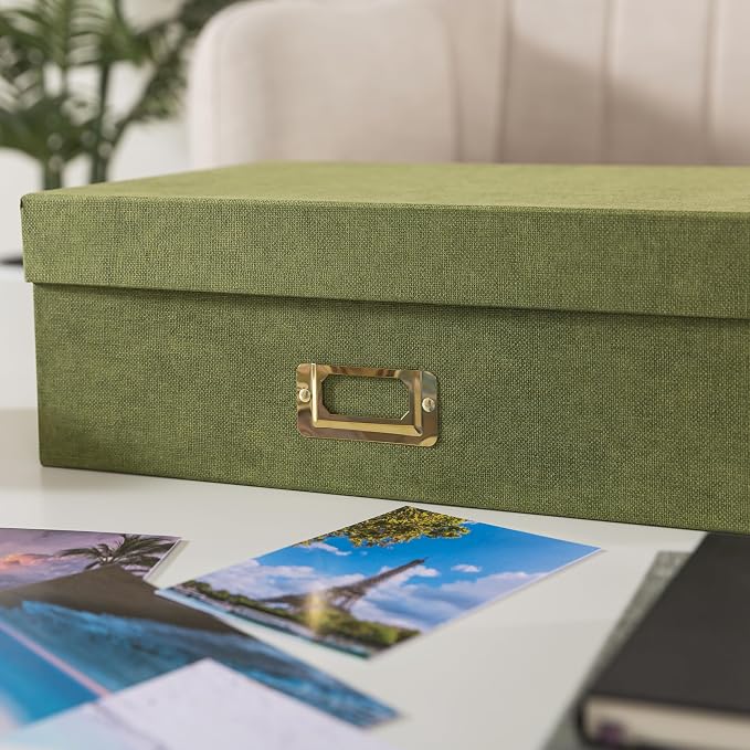 Soul & Lane - Photo Storage Box with 16 Inner Cases for 4x6 Pictures, Green | Picture Organizer with Dividers and Label Holder, Keepsake Card Container for Scrapbooking, Stationery and Craft Storage - Image 3