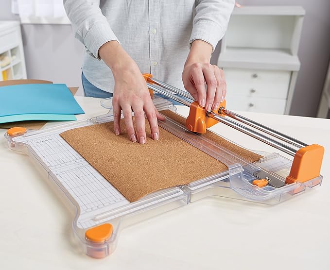 Fiskars ProCision Folding Rotary Bypass Paper Cutter, 12" Cut Length | Cuts Thick Materials, Self-Sharpening Paper Trimmer for Photos, Crafting & Scrapbooking, Arts and Crafts Supplies - Image 4