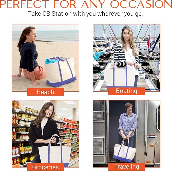 CB STATION Large Classic Tote - Canvas Tote Bag for Women - Multi-Colored Design, Perfect for Travel and Shopping - Image 7