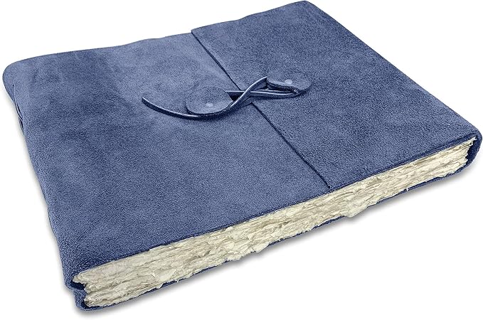 Wanderings Blue Leather Watercolor Journal - 10" x 12.5" - Large Genuine Leather Album with Handmade Deckle Edge Paper for Watercolor Albums, Art Journal, Scrapbook, Sketchbook, Drawing Pad- 350 GSM by Wanderings