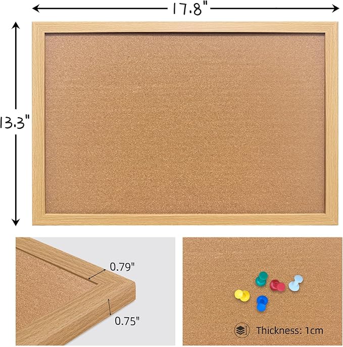 13.3"x17.8" Crude Wood Framed Hanging Cork Bulletin Board | Premium quality. This large bulletin board serves as reliable corkboards for wall display. - Image 2