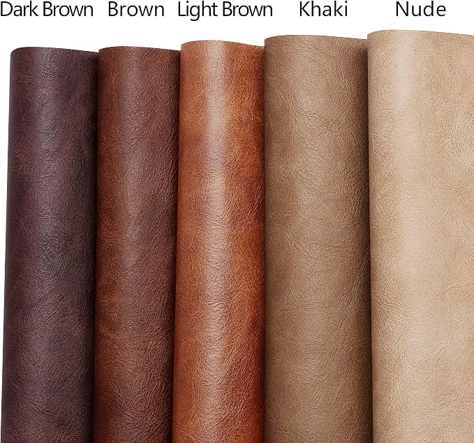 Premium Faux Leather Upholstery Fabric 1.2mm Thickness，Waterproof Upholstery Leather Distressed Bark Fabric(Light Brown,Pre-Cut 18"x54") - Image 4