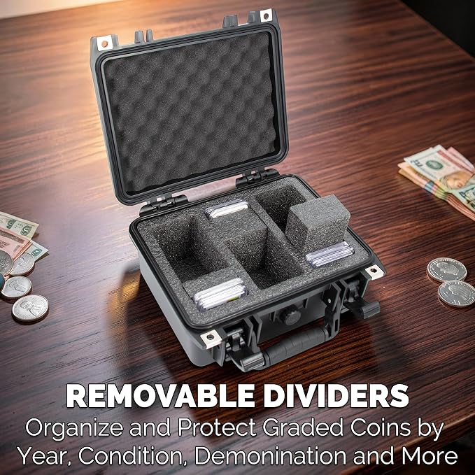CASEMATIX Graded Coin Case Compatible with 40+ PCGS or NGC Coin Slabs, Waterproof Coin Storage Box with Customizable Foam Interior Will Fit Most Coin Holders for Collectors and Collection Supplies, - Image 5