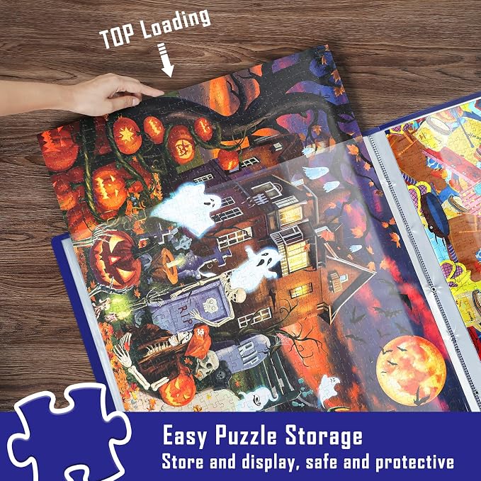 HXMARS Puzzle Storage Folder for 1000-Pieces: Large Capacity Jigsaw Puzzles Organizer Portable with 20 Pockets, Dustproof & Protective Puzzle Accessory - Image 4