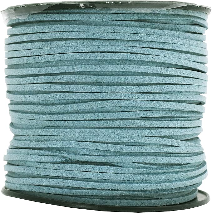 Mandala Crafts Dusty Blue Faux Suede Cord for Jewelry Making - 2.65mm 100 Yards Flat Vegan Leather Strings Laces Strips for Bracelets, Necklaces, DIY Crafts, and Dream Catchers Supplies by MandalaCrafts