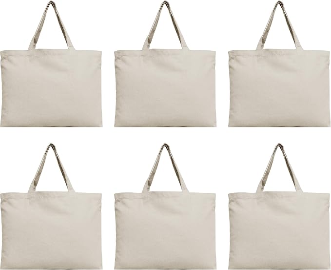 Threadart 3 or 6 Pack Cotton Canvas Grocery Tote Bag | Heavy cotton canvas tote for groceries, gifts, beach trips and everyday errands. Reusable design with sturdy handles. by ThreadArt