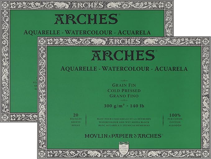 Arches Watercolor Paper Block, Cold Press, 9" x 12", 140 Pound - Double Pack by ARCHES