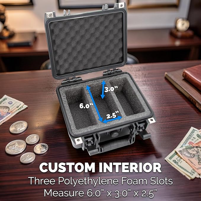 CASEMATIX Graded Coin Case Compatible with 40+ PCGS or NGC Coin Slabs, Waterproof Coin Storage Box with Customizable Foam Interior Will Fit Most Coin Holders for Collectors and Collection Supplies, - Image 7