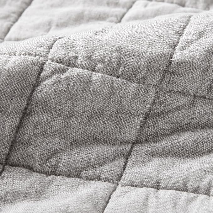 Hyde Lane Linen Quilt Set King Size, Grey - Breathable Box-Stitch Coverlet | 55% Flax Blend Front, Soft Cotton Backing, Machine Washable, Gets Softer After Every Wash - Image 4