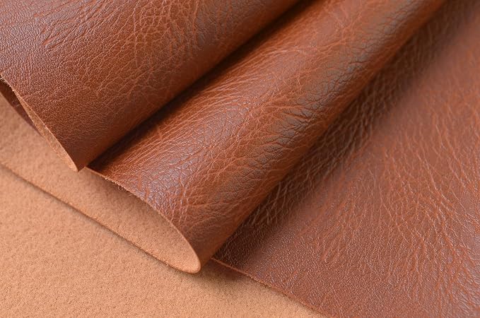 Wento Thick Faux Leather Fabric Soft Skin Grain PU Leather for Furniture Cover Reupholster Sofa Chairs Cushions Vinyl Upholstery (1 Yard, Cinnamon Brown) - Image 2