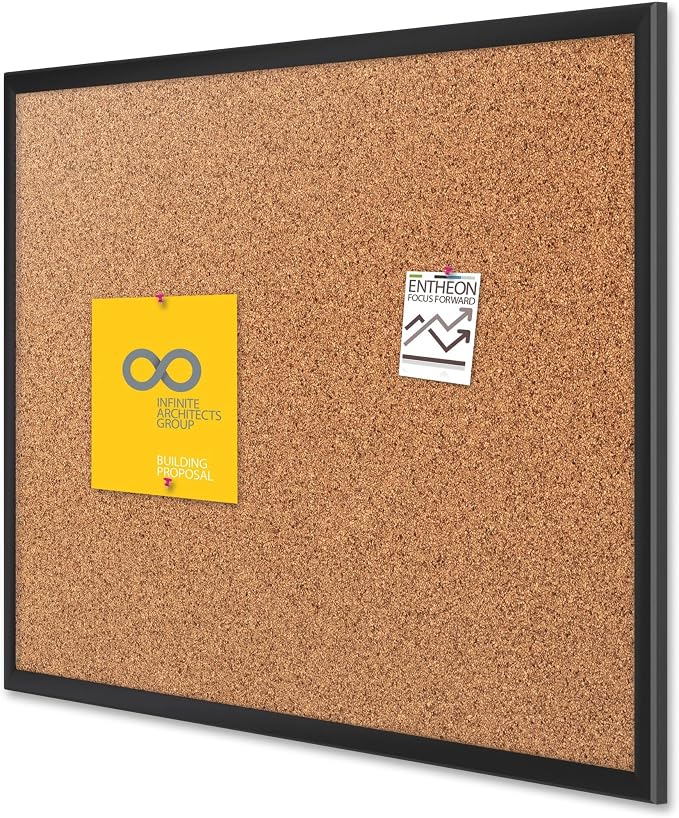 Quartet Cork Bulletin Board 72"W x 48"H Pin Board, Black Aluminum Frame (2307B) - Image 3