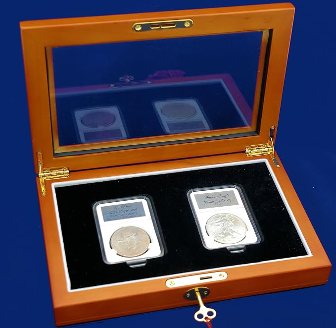Two Certified or Slab Coin Box with Glass Top and Lock - Image 3
