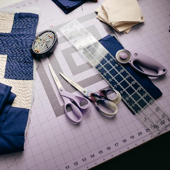 Fiskars 24" x 36" Self Healing Cutting Mat, Large Grid, Lilac Mountain Haze | Double-Sided Sewing, Quilting & Craft Cutting Board, Grid with 30 45 60 Degree Bias Lines for Fabric, Paper & DIY Projects - Image 3