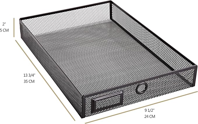 Annova Desk Organizer Wire Mesh 3 Tier Sliding Drawers Paper Sorter/Multifunctional/Premium Solid Construction for Letters, Documents, Mail, Files, Paper, Kids' Art Supplies (Black) - Image 4