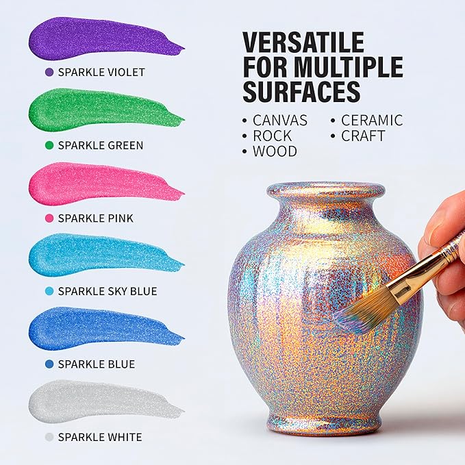 Washable Tempera Paint Set – 6 Colors, 4 fl oz Bottles, Non-Toxic Kid-Safe School & Craft Paint, Easy Cleanup, Thick Creamy Coverage, Classroom Art Supplies, Made in USA (Pearlescent)