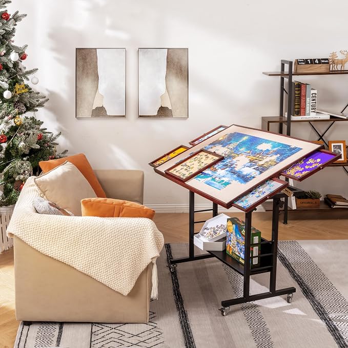 Becko US 1500 Piece Tilting Puzzle Table with 5 Drawers & Protective Cover | Height & 5-Level Angle Adjustable, Ergonomic Jigsaw Board Table for Adults, Easy to Tilt, Relieve Neck & Back Pain - Image 8