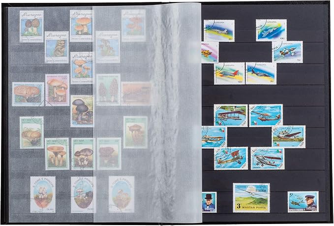 LIGHTHOUSE – “BASIC” Hard Cover Stockbook for Stamps – 32 Black Cardstock 9”x12” (A4) Pages with Clear Strips - Blue - Image 5