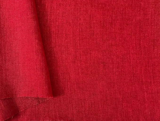 100% Linen Fabric, Délavé Vintage Yarn Dyed, Medium-Heavy Weight – 52" Wide Pre-Washed Soft for Apparel, Crafts & Home Decor | The Linen Lab (Red, 3 Yard pre Cut) by TheLinenLab