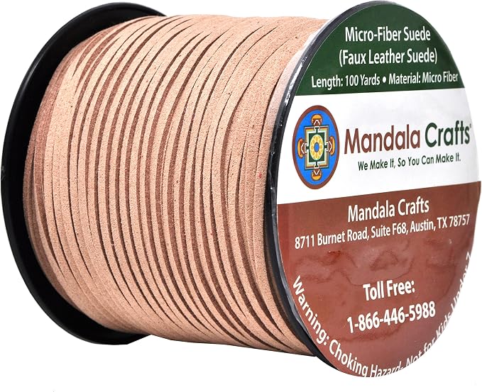 Mandala Crafts Blush Faux Suede Cord for Jewelry Making - 2.65mm 100 Yards Flat Vegan Leather Strings Laces Strips for Bracelets, Necklaces, DIY Crafts, and Dream Catchers Supplies - Image 2