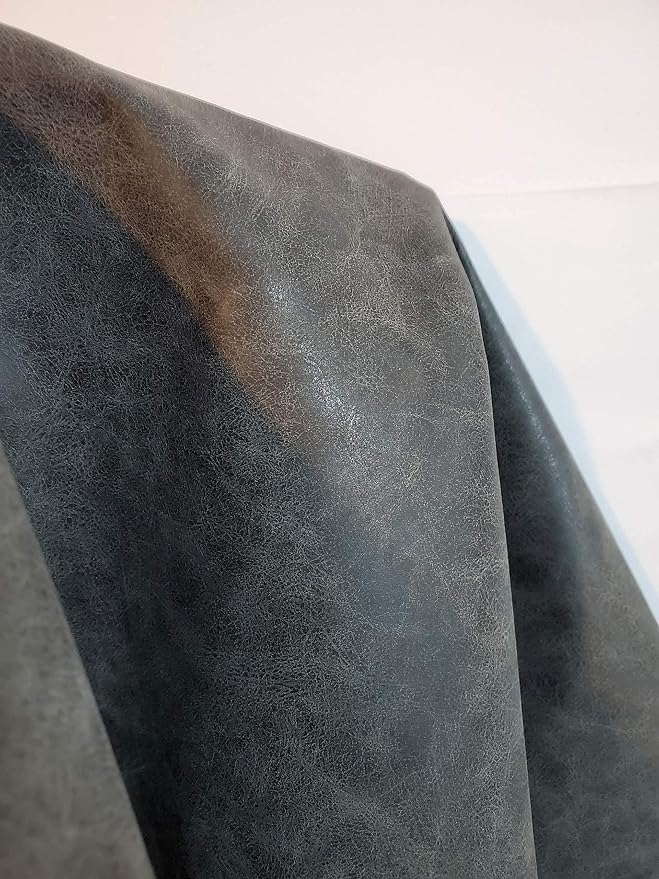 NAT Leathers | Gray Distressed Crazy Horse Oily Faux Vegan Leather PU (Peta Approved Vegan) | 1 Yard (36 inch x 54 inch Wide) Cut by Yard Pleather 0.9 mm Upholstery | Gray Distress 36"X54" - Image 4