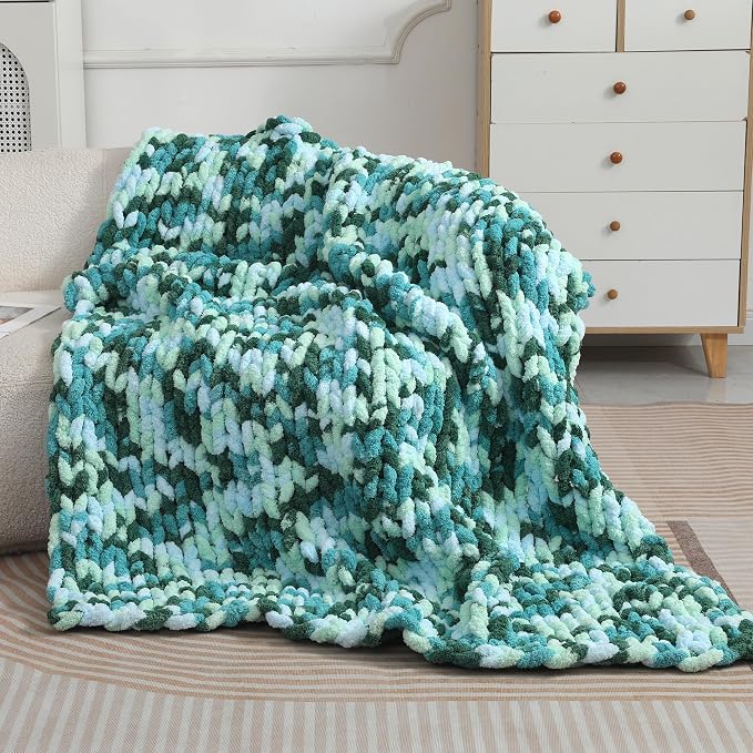 Chunky Chenille Yarn for Hand Knitting 8 Jumbo Pack Chunky Yarn for Hand Soft Blanket Knitting, Bulky Thick Fluffy Yarn for Crocheting (Sea of Clouds) - Image 5