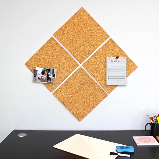 Flipside Products 12" x 12" x 5mm Natural Brown Cork Squares, Wall Tiles, Square Pinning Cork Board, Bulletin Board Mini Wall Board - 16 Pack - Image 5