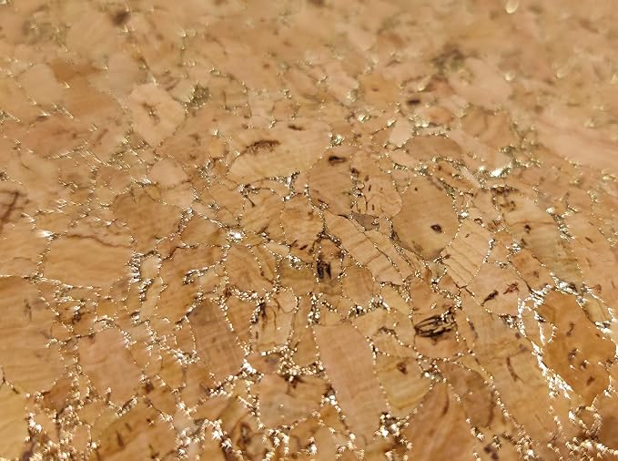 Cork Fabric Faux Leather Sheets for Sewing, Cork Vegan Leather for Earrings, Cork Material for Crafts, Hair Bow Fabric, Shoes, Bags & Purse Fabric (Gold Flecks, 4' x 4') - Image 5