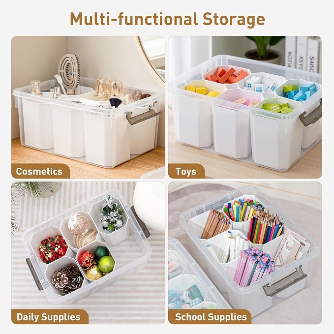 Citylife 17 QT Plastic Storage Bins Clear Storage Box with Lids Multipurpose Stackable Storage Containers for Organizing Tool, Craft, Crayon, 4 Packs - Image 8