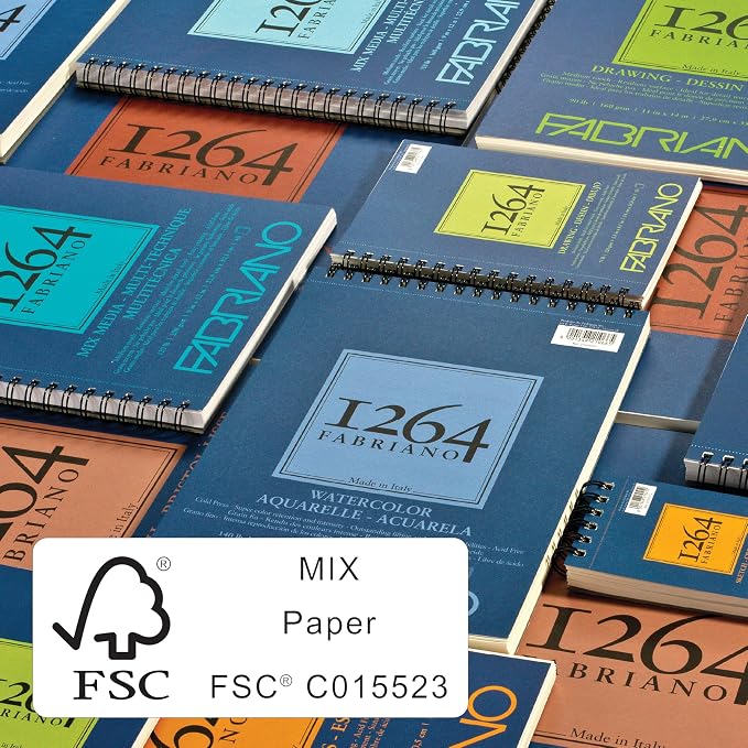 Fabriano 1264 Mixed Media Pad, 9" x 12", Spiral Bound, 110 lb., 3-Pack - Image 4