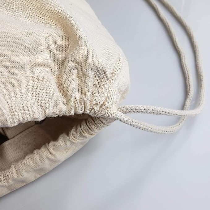 Cotton Canvas Drawstring Backpack with Zippered Front Pocket Cinch Sack Pull String Sport Bags for Gym, Hike Bags - Image 4